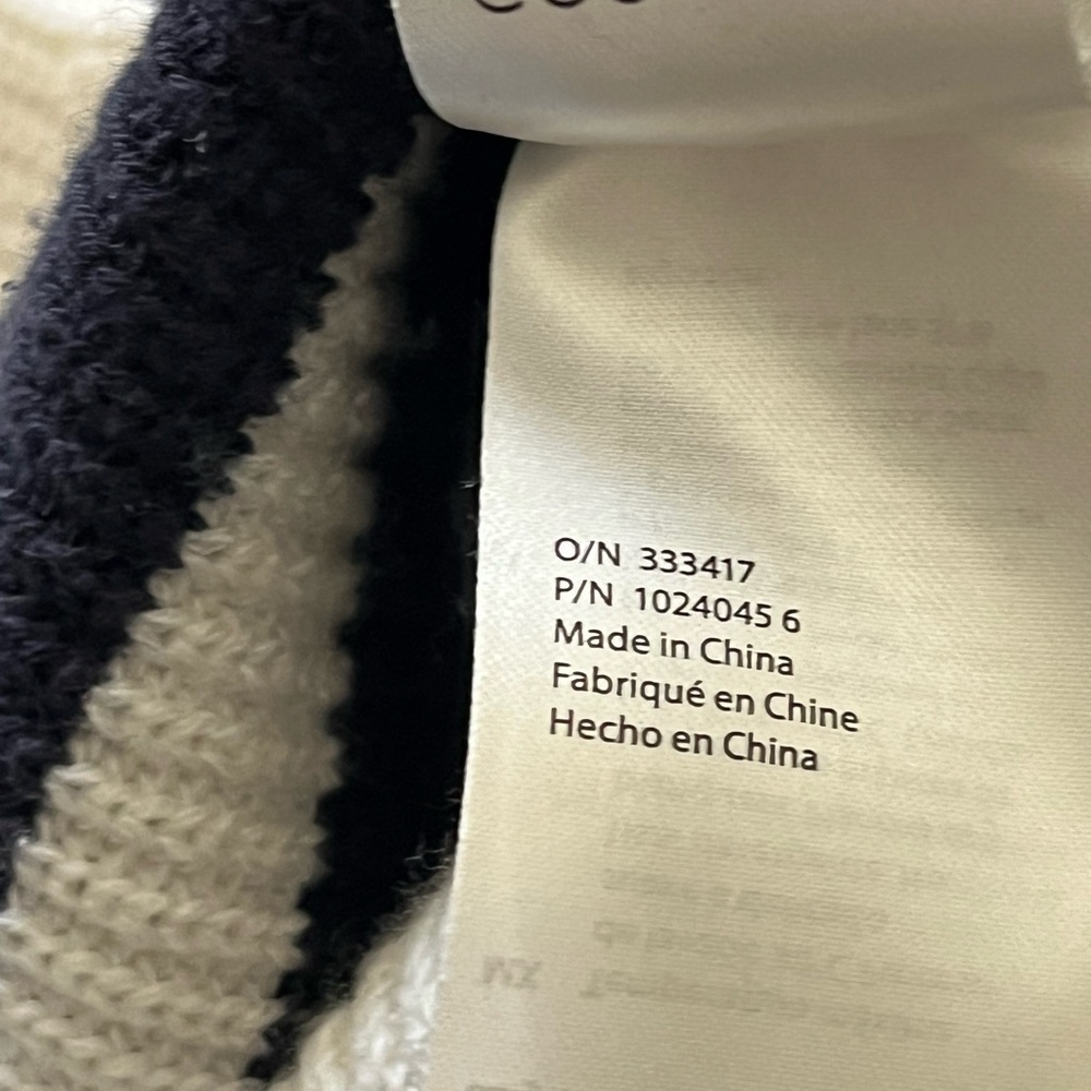 COS Ribbed Wool/Cotton Blend Ribbed Striped Turtleneck Sweater Cream Black M-XL - Picture 8 of 10